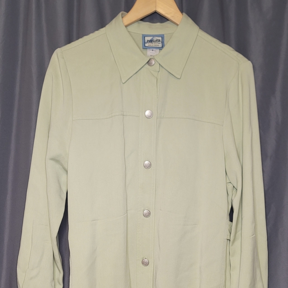 Pendleton 100% Tencel Shacket Shirt Jacket Light Green Size Small